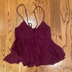 Free People burgundy lace tank top